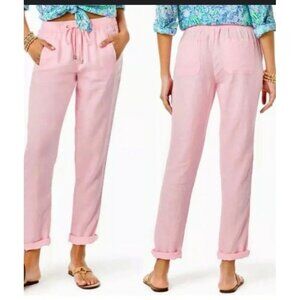 Lilly Pulitzer Pink Taron Linen pants size XL Preppy beachy Pull on Coastal